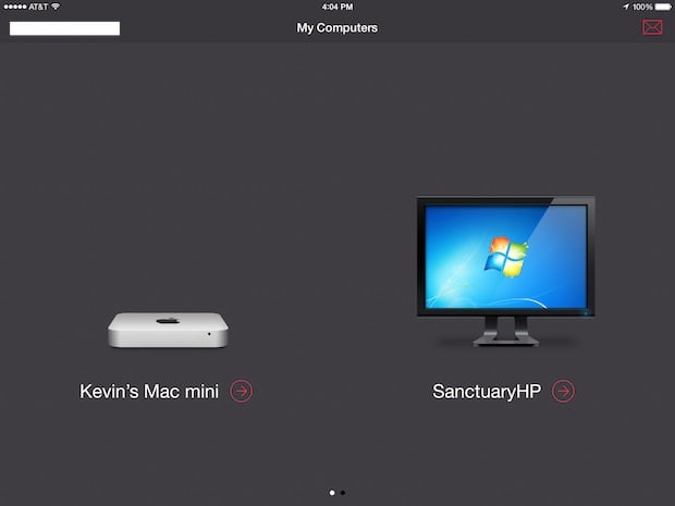 parallels access main window