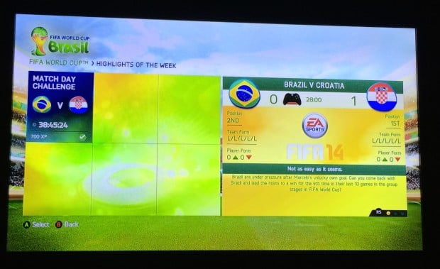 Pick a World Cup Challenge in FIFA 14 to replay the World Cup games from that day. 