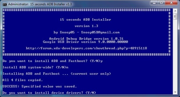Use this tool to install ADB and Fastboot on Windows in seconds.
