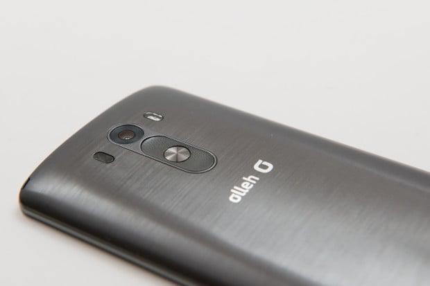 LG G3 Review:  13MP Camera, laser and dual LED flash sit above volume buttons and power button