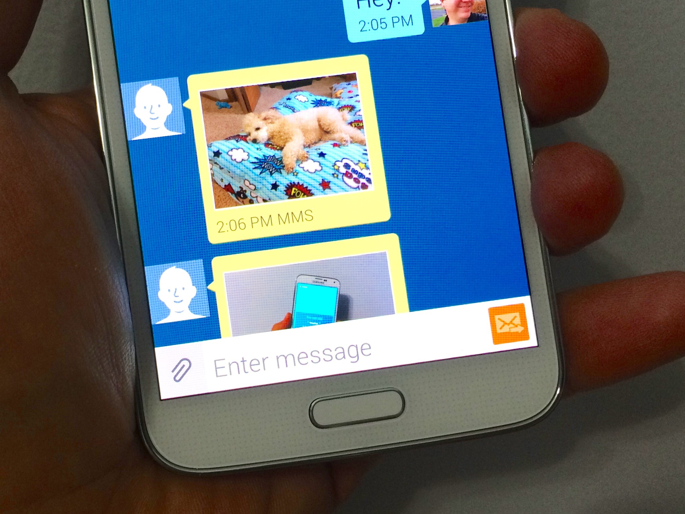 Here's how to save a photo on the Galaxy S5 that you get as a text message.