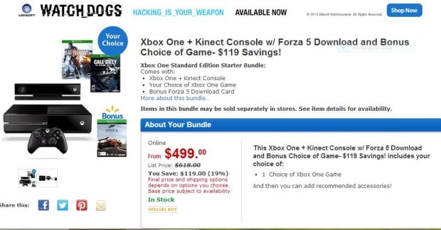 Walmart Xbox One + games Bundle