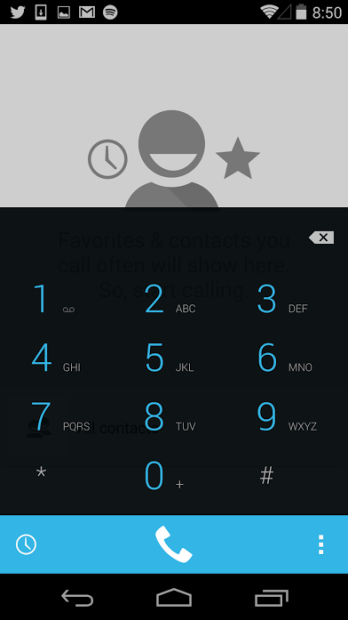 The dialer in Android 4.4.2 KitKat. 