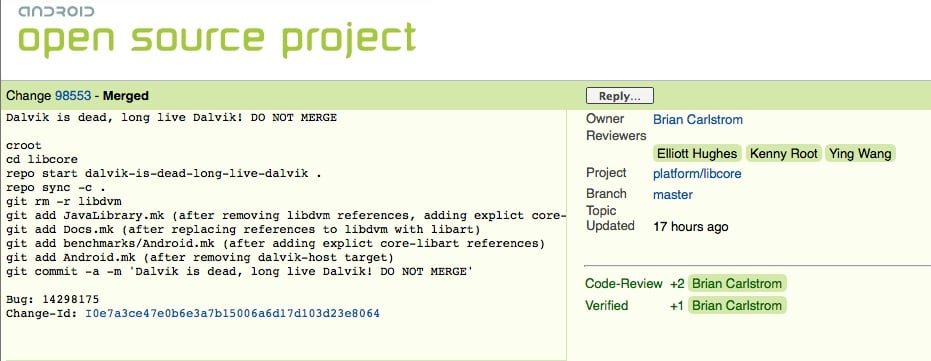 aosp dalvik is dead