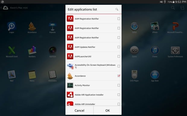 app customization settings on parallels access on android