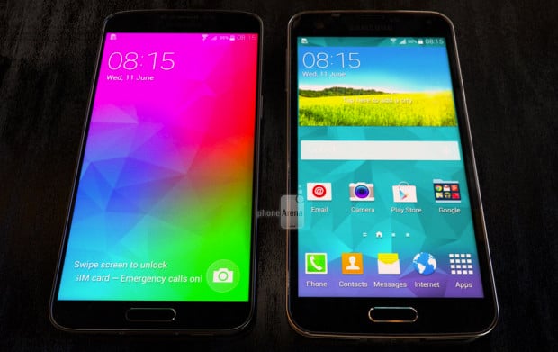 Galaxy F Prime (left) vs Galaxy S5 (right)