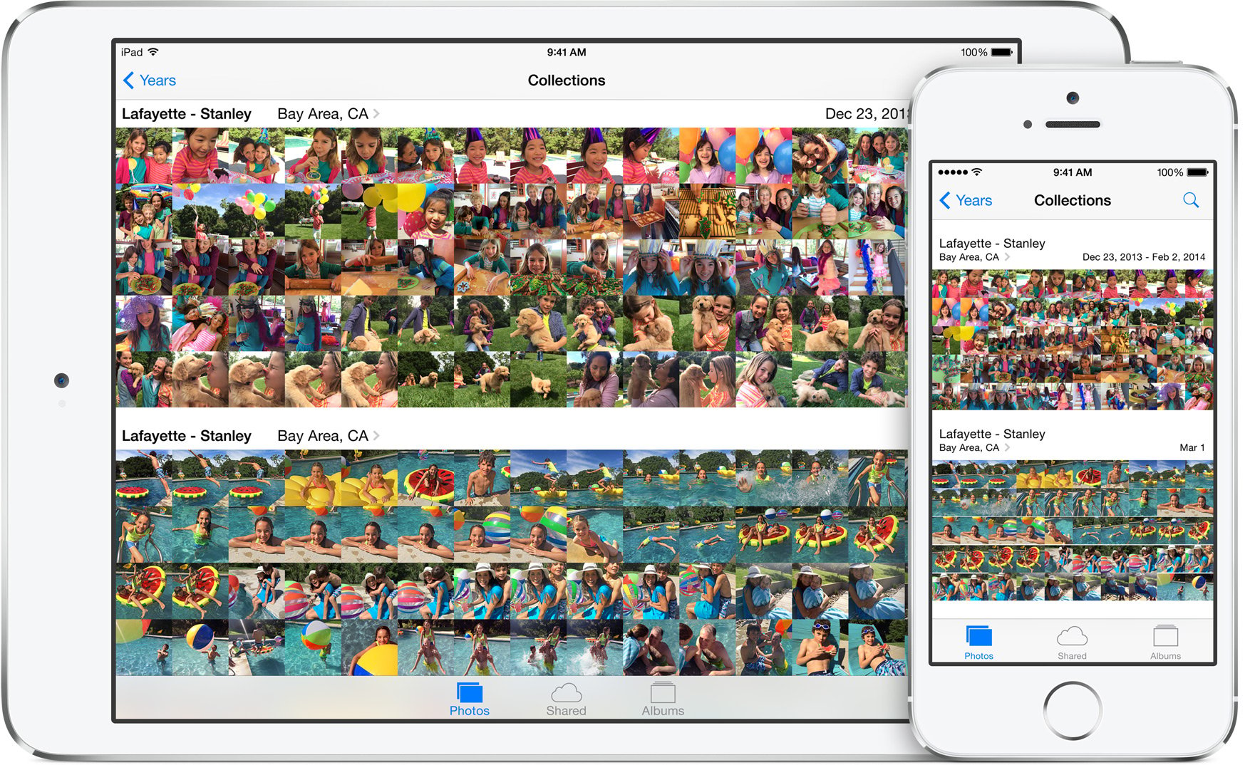 Any photo you take on an iPhone or import to your Mac is available in the cloud for easy sharing with your iPad running iOS 8.