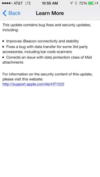 Apple's new iOS 7.1 update fixes bugs and doesn't appear to bring hero level issues of its own.