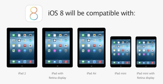 Apple offers iOS 8 for iPad on the iPad 2 and newer.