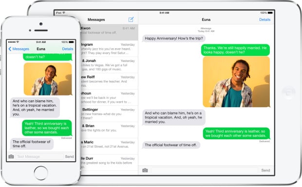 With iOS 8 for iPad it connects to your iPhone for texts and calls.