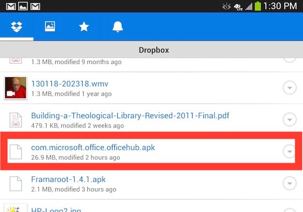 office apk in dropbox