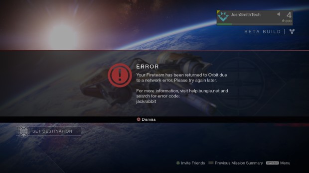 There are multiple Destiny beta problems with codes like jackrabbit, baboon or centipede and possible fixes.