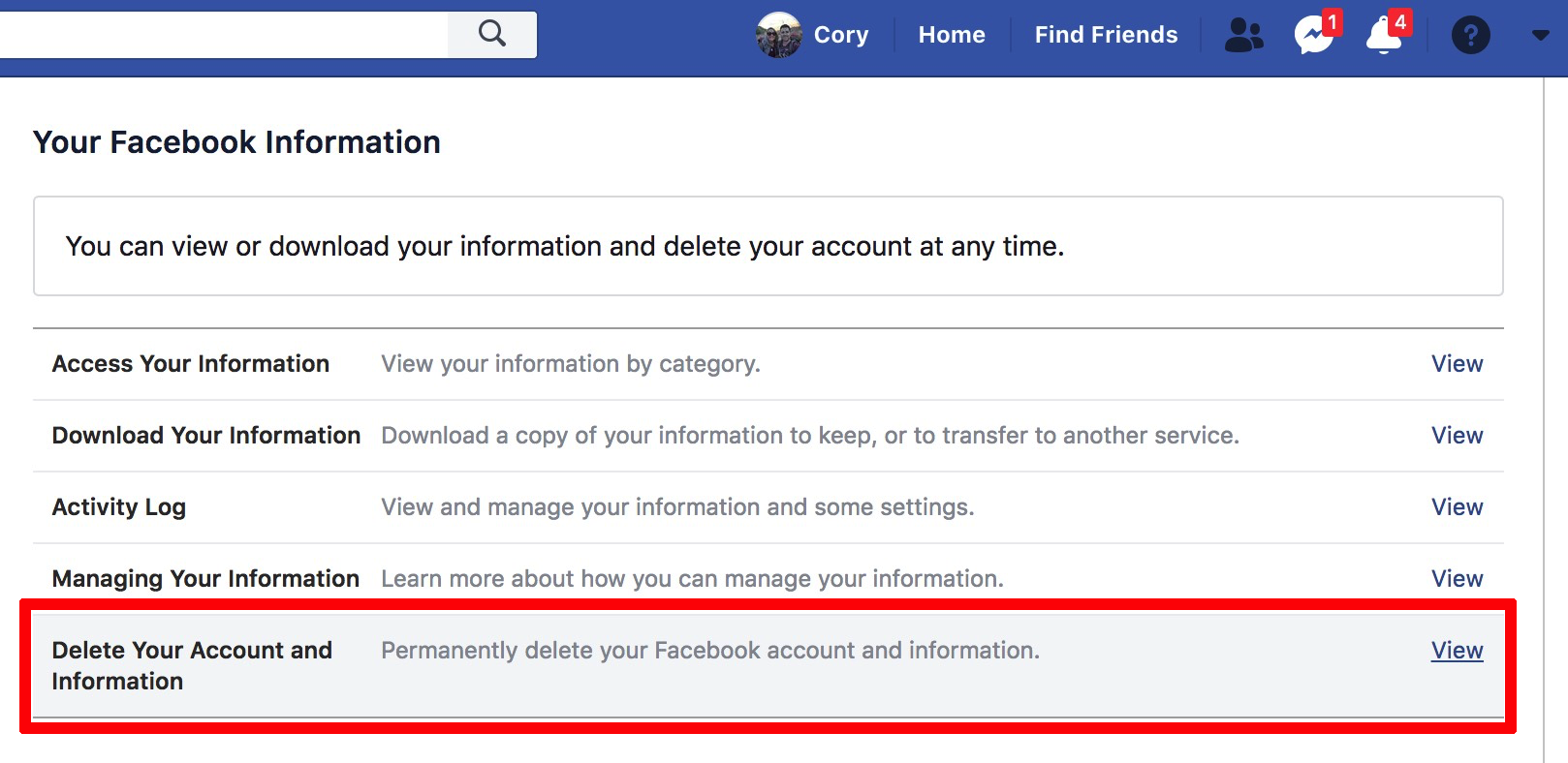 facebook report delete