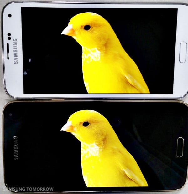 The top 1080P display doesn't show as much detail as the WQHD display on the lower phone. 