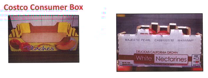 Sample box of CostCo Peaches and Nectarines as part of the listeria recall.