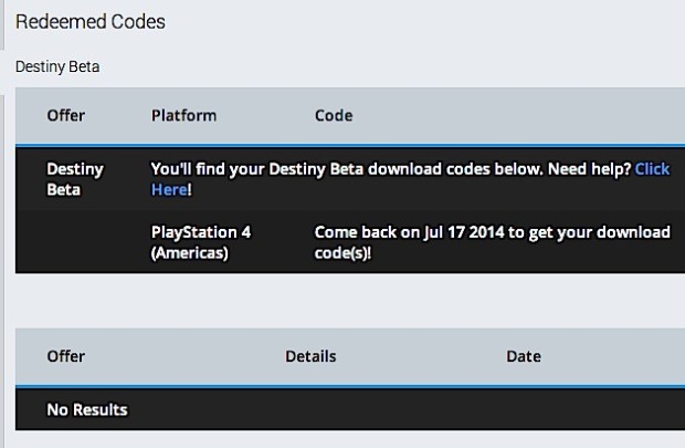 Pick your console and location and then check back for your PS3 & PS4 Destiny beta download codes. 