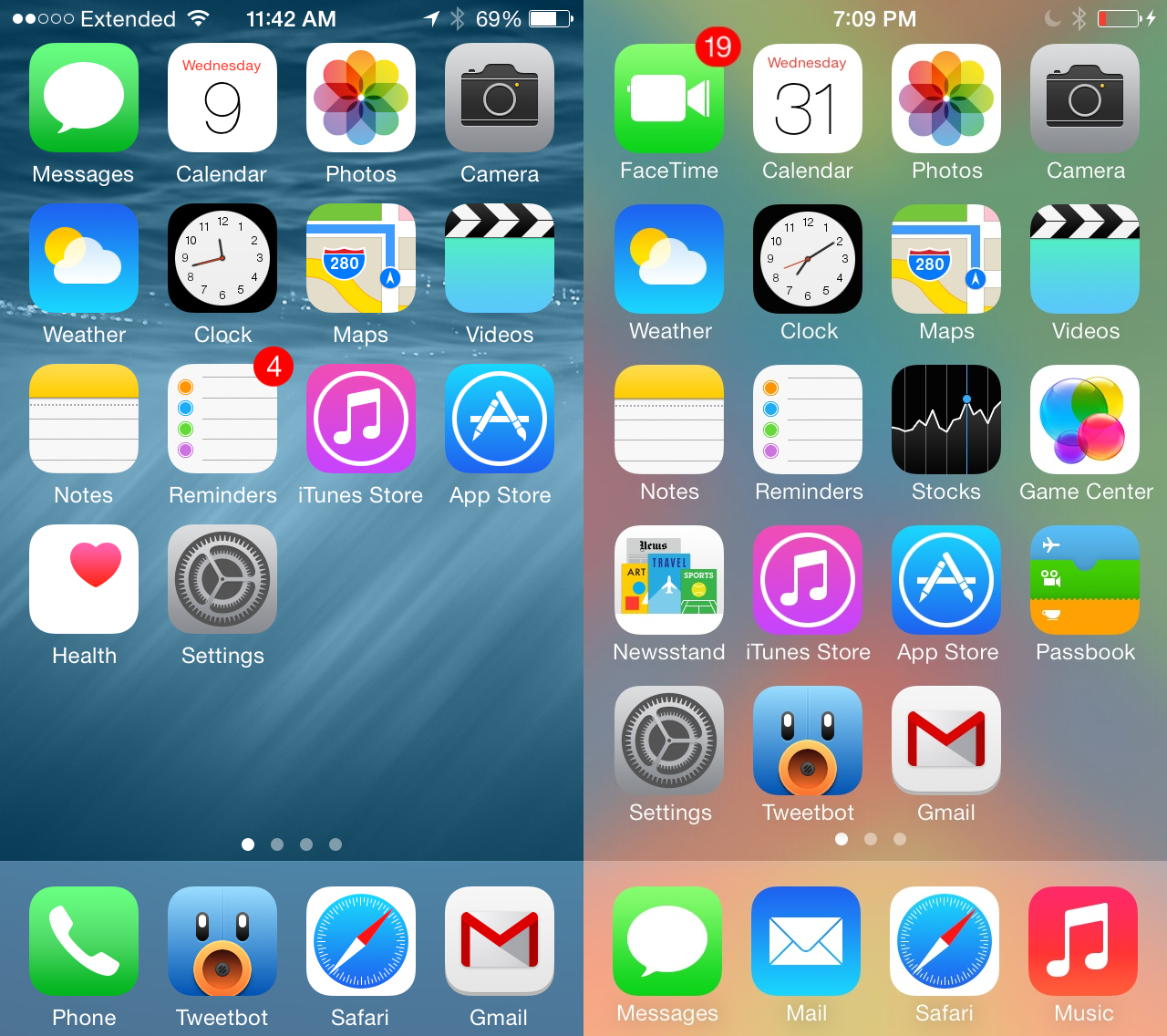 iOS 8 vs iOS 7 design looks very much the same.