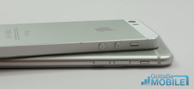The iPhone 5s vs iPhone 6 comparison shows new volume buttons. 