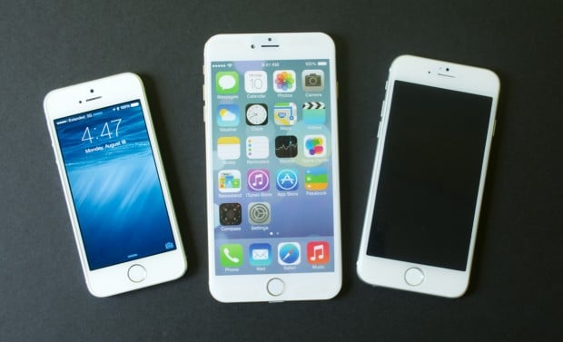 The iPhone 5s and 4.7-inch iPhone 6 are easy to use in one hand, but the 5.5-inch iPhone 6 is too big to use with one hand.