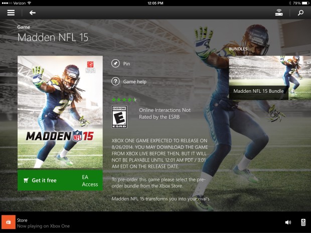 You can start a remote download or the Madden 15 trial on EA Access.