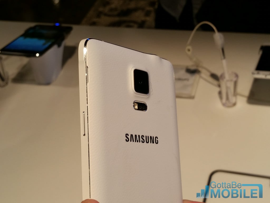 The Galaxy Note 4 features a new design with aluminum and a soft touch back.