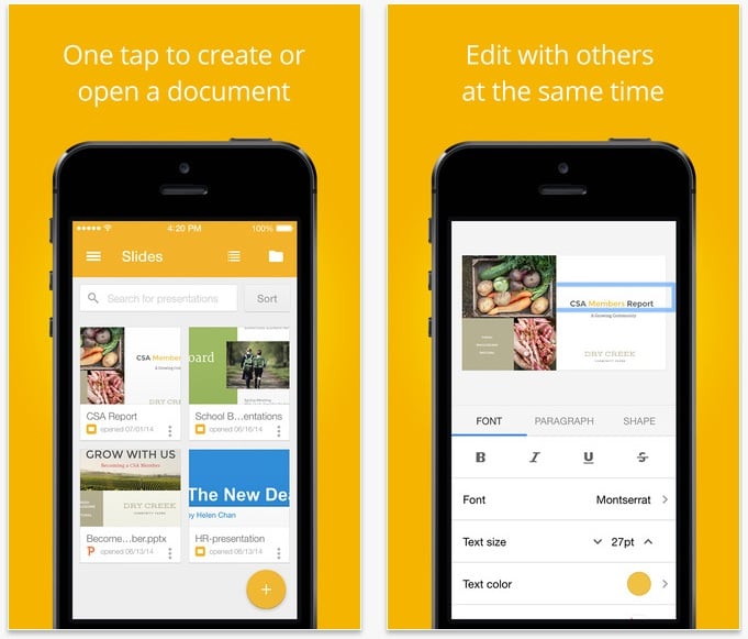 Google Slides app for iOS