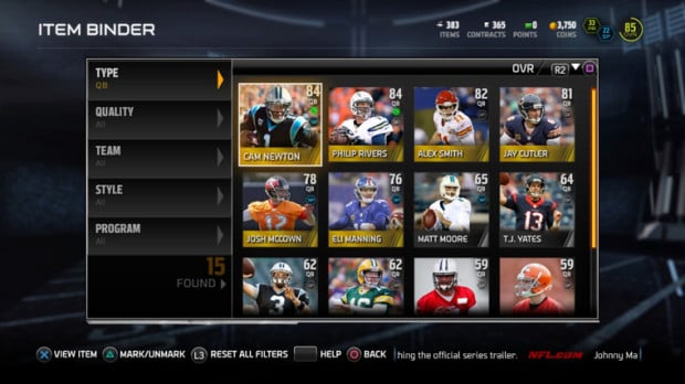 The Binder solves many of the Madden Ultimate Team problems for Madden 15.