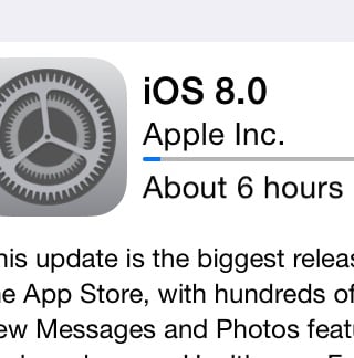 iOS 8 download times hit six hours.