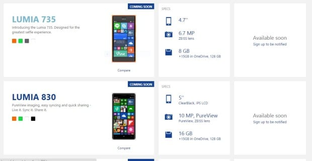 Lumia 830 Lumia 630