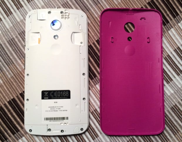 Remove the back for access to a Micro SD card slot and to add color to the new Moto G.