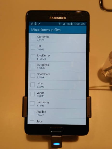 The Galaxy Note 4 storage space on demo units includes added content.