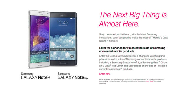 T-Mobile is offering a Galaxy Note 4 contest to those that pre-register.