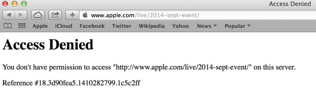 The Apple live stream is down for some people. 