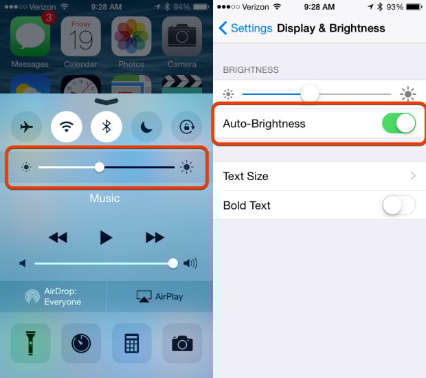 Use screen brightness the right way for good iOS 8 battery life.