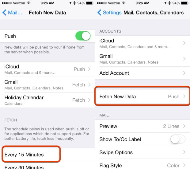 Stop using Push email for better iOS 8 battery life.