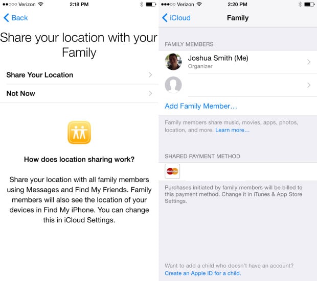 Choose if you want to share plans and manage family members.