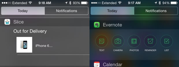 Use iOS 8 widgets to track packages and take notes.