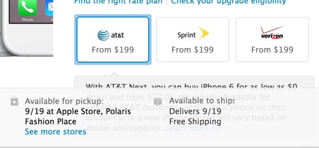 Choose iPhone 6 release date in store pickup, or delivery to your home.