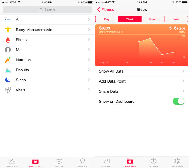 Setup the iOS 8 health app.