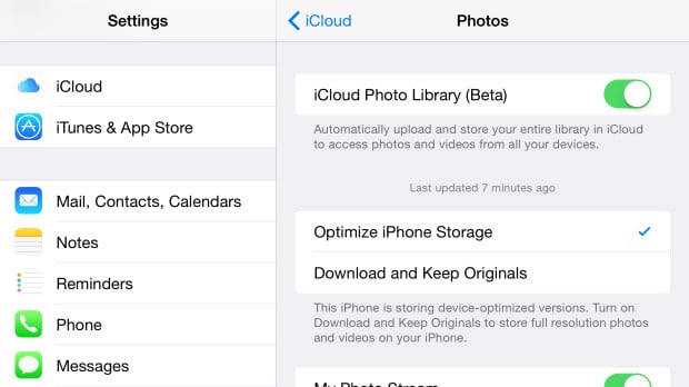 Sync all of your photos with iCloud Library on iOS 8.