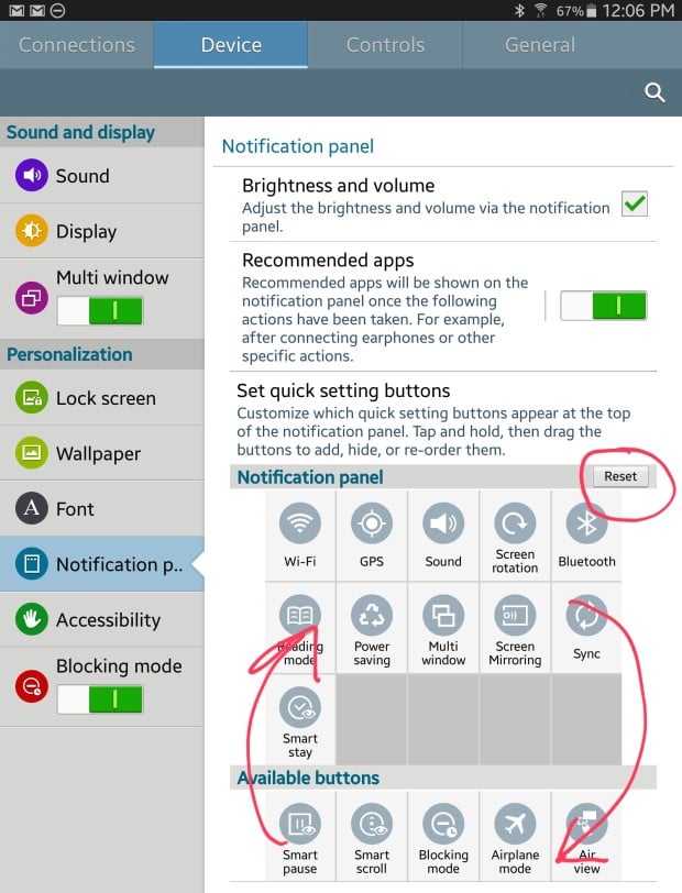 notification panel customization