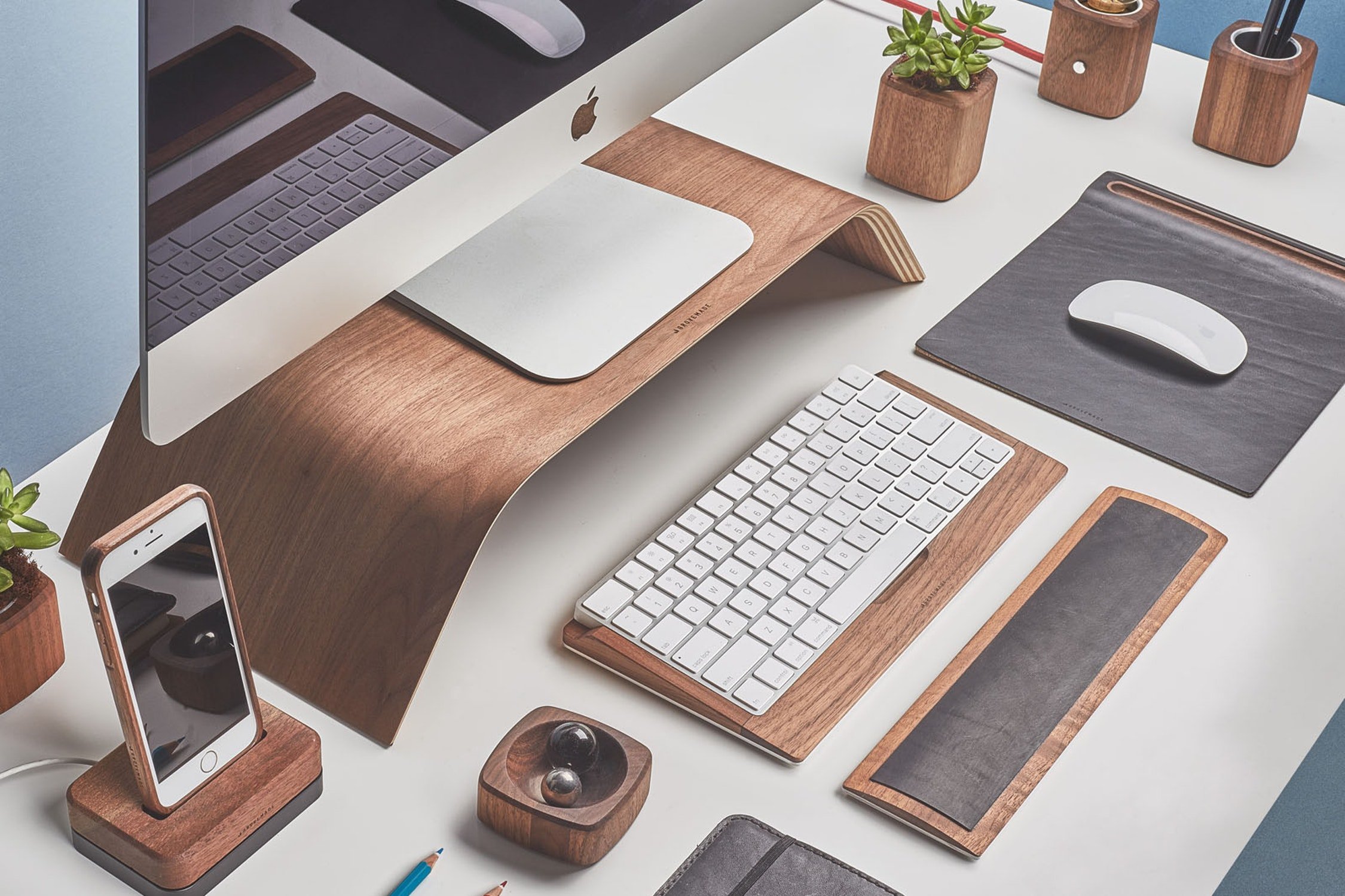 Opt for a walnut iMac stand and accessories from Grovemade.