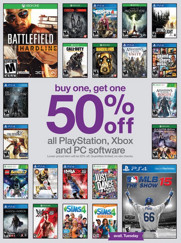 There are also plenty of Buy one get one 50% off deals that include MLB 15 The Show.