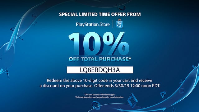 Save 10% on any PS4 games including Battlefield Hardline and Bloodborne.