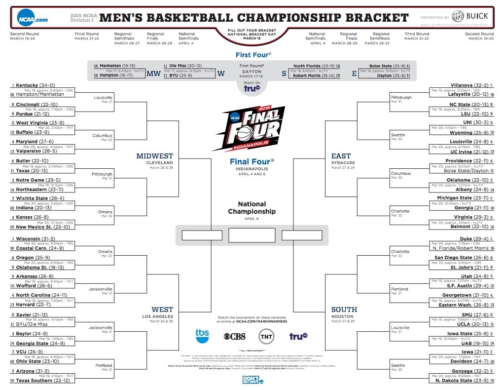 Best NCAA Brackets to Print, for iPhone & Android (2015)