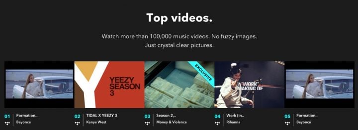 Los videos siguen siendo un gran atractivo para TIDAL.