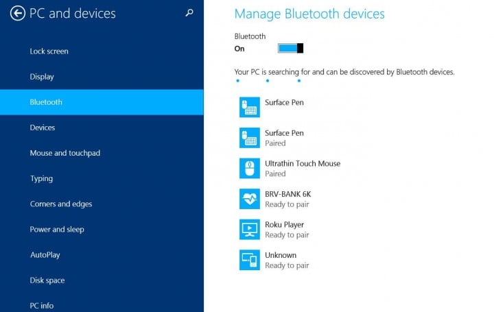 pairing bluetooth with surface pro 3