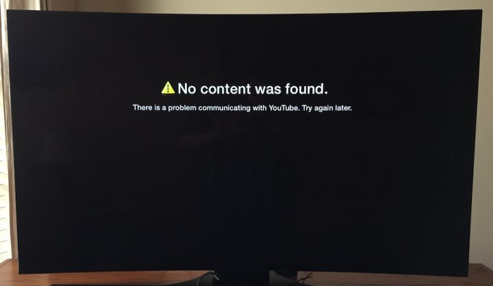The Apple TV Youtube error that Apple TV 2 owners will see.
