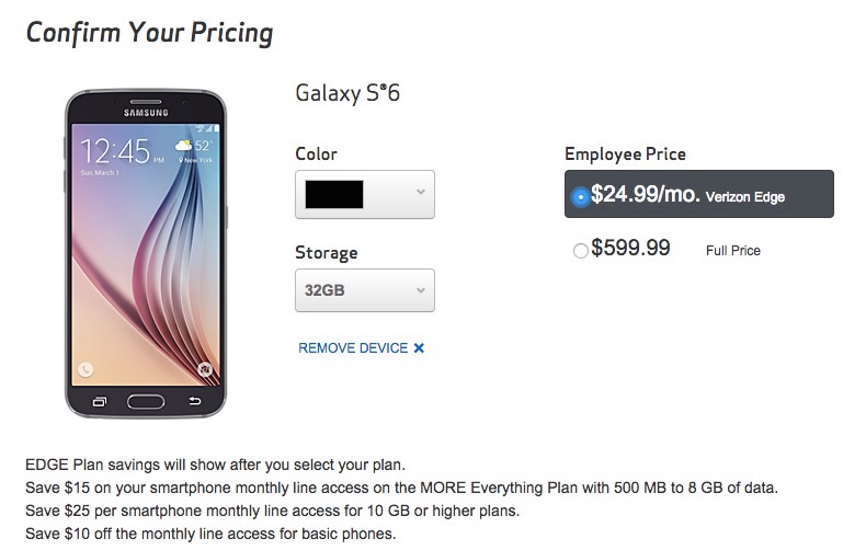 You can check out with what looks like a Verizon early upgrade to the Galaxy S6, but don't expect it to ship.