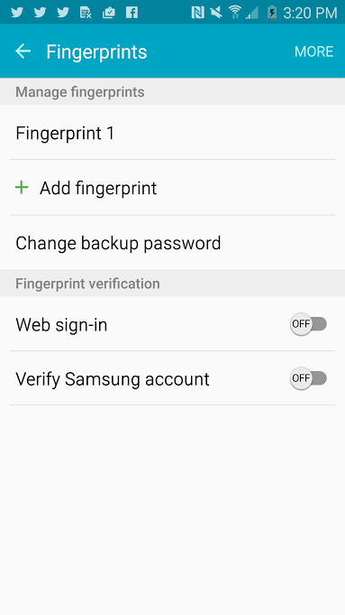 Set the Galaxy S6 fingerprint sensor for added security.